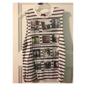 Black and white striped Polaroid tank